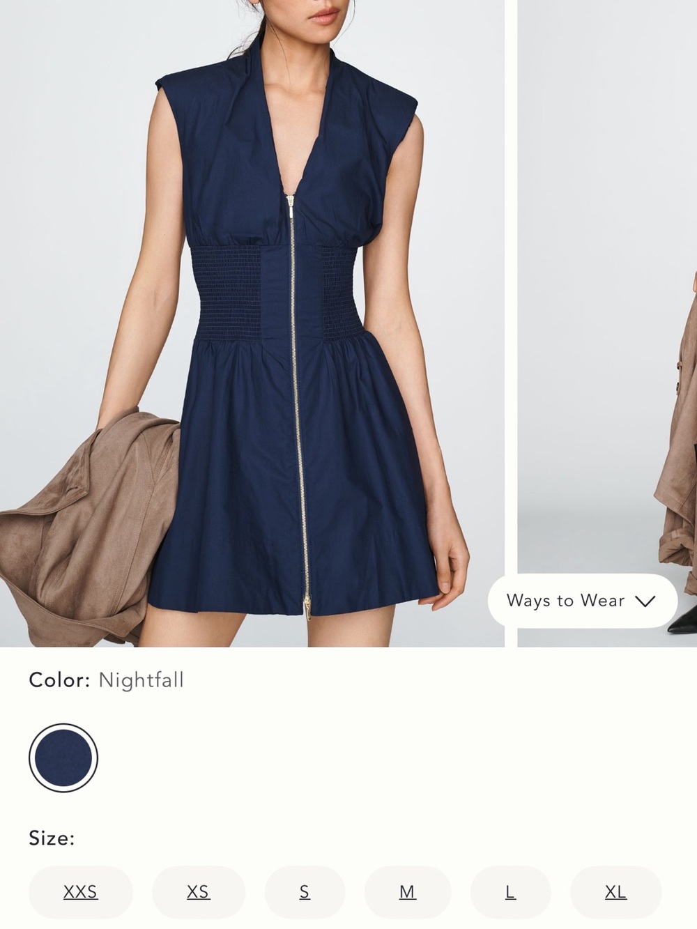 Anthropologie Nightfall Navy Zip-Front Mini Dress